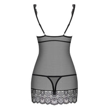 Lenjerie 2 piese chemise Obsessive 853, negru, S/M