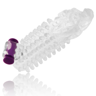 Manson OHMAMA - Dragon, pentru extensia penisului, cu mini vibrator, transparent, 12 cm