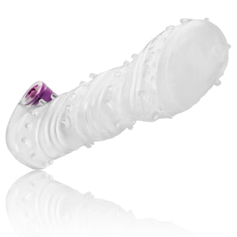 Manson OHMAMA - STRIATII SI NEVURI, pentru extensia penisului, cu mini vibrator,transparent, 14 cm