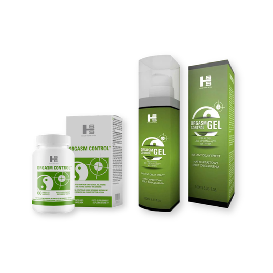 Pachet pentru bărbați: Capsule SHS Orgasm Control, 60 buc + Gel SHS Orgasm Control, 100 ml