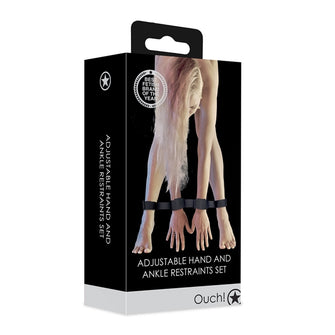 Curea pentru jocuri sexuale OUCH - Adjustable Hand and Ankle Restraints, culoare neagra