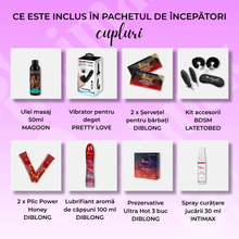 Pachet începători pentru Cuplu „Plăcerea se descoperă în doi”, conține 6 produse pentru explorare intimă în cuplu