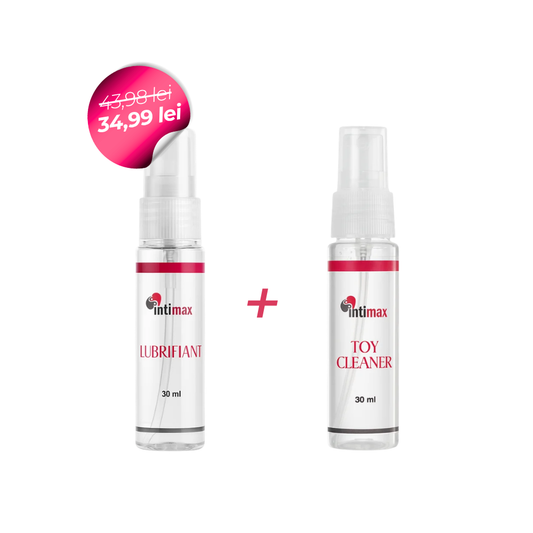Pachet Lubrifiant și Toy Cleaner Intimax, pentru alunecare ușoară și igienizare jucării, 2 x 30 ml