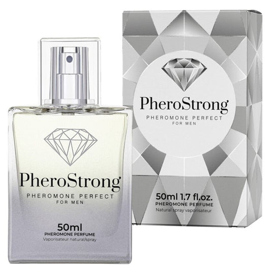 Parfum cu feromoni PHEROSTRONG Perfect, pentru bărbați, note de piper roz, ananas și vanilie, 50 ml (gri)