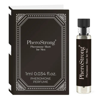 Mostră parfum cu feromoni PHEROSTRONG Show For Men, pentru bărbați, note de lavandă, boabe de tonka și rășină benzoică, 1 ml