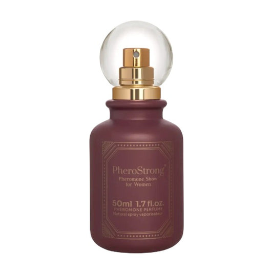 Parfum cu feromoni PHEROSTRONG Show For Women, pentru femei, note de lichior, trandafir turcesc și scorțișoară, 50 ml