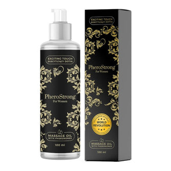 Ulei de masaj cu feromoni PHEROSTRONG For Women, pentru femei, note de lămâie și trandafir, 100 ml (negru)