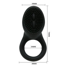 Inel vibrator pentru penis PRETTY LOVE - COBRA VIBRATOR, pentru imbunatatirea performantelor sexuale si stimularea clitorisului, din silicon, negru