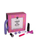 Set erotic DREAMTOYS Pleasure Box - Love To Play For Her, cu vibrator rabbit, vibrator pentru deget, bile kegel și plug anal (cutie roz)
