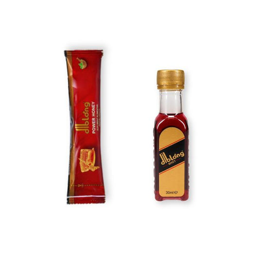 Pachet pentru cupluri: Supliment alimentar cu miere DIBLONG Power Honey, 15g, 1 buc + Supliment alimentar DIBLONG Energy Shot, 1 buc