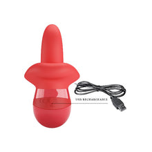 Stimulator clitoris PRETTY LOVE Obelia, cu 10 funcții de vibrație, simulare sex oral, material fin și realist, culoare roșu, 13.8 cm