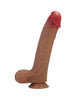 Dildo realist cu testicule PRETTY LOVE Orson Ultra Realistic, cu testicule și ventuză, material moale și flexibil, lungime inserabilă 22 cm, diametru 5,8 cm, culoarea pielii
