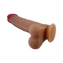 Dildo realist cu testicule PRETTY LOVE Orson Ultra Realistic, cu testicule și ventuză, material moale și flexibil, lungime inserabilă 22 cm, diametru 5,8 cm, culoarea pielii
