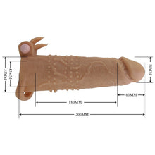 Manșon vibrator PRETTY LOVE Quillon, realist, cu striații și inel pentru testicule, bullet detașabil, din TPR flexibil, culoarea pielii, 20 cm