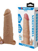 Manșon vibrator PRETTY LOVE Quillon, realist, cu striații și inel pentru testicule, bullet detașabil, din TPR flexibil, culoarea pielii, 20 cm