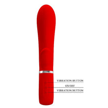 Vibrator rabbit PRETTY LOVE Thomas, pentru punctul G, 7 funcții de vibrație, din silicon moale, culoare roșu cu argintiu