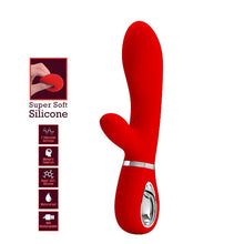 Vibrator rabbit PRETTY LOVE Thomas, pentru punctul G, 7 funcții de vibrație, din silicon moale, culoare roșu cu argintiu