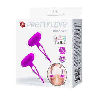 Cleme vibrante pentru sani PRETTYLOVE - BANCROFT, pentru stimularea sfarcurilor, roz