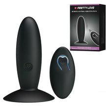 Plug anal electric PRETTY LOVE, cu telecomanda, din silicon, cu 12 functii de vibrare, negru