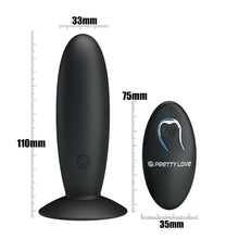 Plug anal electric PRETTY LOVE, cu telecomanda, din silicon, cu 12 functii de vibrare, negru