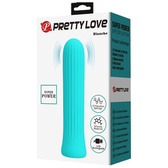 Vibrator Bullet PRETTY LOVE - BLANCHE Blue reincarcabil, cu 12 functii de vibratii