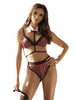 Costum erotic școlăriță SUBBLIME Sexy University Costume, cu sutien, chilot sexy și ham cu papion, mărime S/M