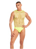 Set lenjerie erotica barbati Rainbow Party, 2 piese, galben, S/M