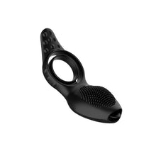 Inel pentru penis B-SERIES Penis Ring Licking Vibrations, cu telecomandă și stimulator cu funcție de simulare sex oral, negru