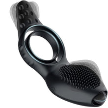 Inel pentru penis B-SERIES Penis Ring Licking Vibrations, cu telecomandă și stimulator cu funcție de simulare sex oral, negru