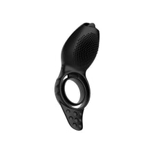 Inel pentru penis B-SERIES Penis Ring Licking Vibrations, cu telecomandă și stimulator cu funcție de simulare sex oral, negru