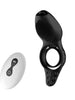 Inel pentru penis B-SERIES Penis Ring Licking Vibrations, cu telecomandă și stimulator cu funcție de simulare sex oral, negru