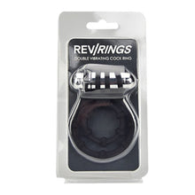 Inel vibrator RevRings - Double Vibrating Cock Ring, pentru imbunatatirea performatelor sexuale, Negru