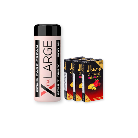 Pachet pentru bărbați: Set 6 Bomboane afrodisiace DIBLONG, 3 cutii + Cremă intimă X-Tra Large Penis, 200 ml
