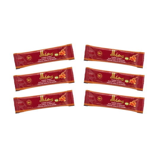 Diblong Power Honey - supliment alimentar pentru adulți cu miere și asocieri de plante care susțin sănătatea sexuală și funcția de reproducere, 6 x 10g