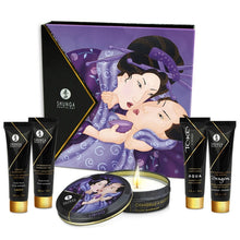 Set cadou Shunga - Secret Geisha, fructe exotice, ulei de masaj 10 ml, ulei cu efect de incalzire aphrodisiac 10 ml, lumanare, lubrifiant 10 ml, gel stimulant 7 ml