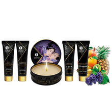 Set cadou Shunga - Secret Geisha, fructe exotice, ulei de masaj 10 ml, ulei cu efect de incalzire aphrodisiac 10 ml, lumanare, lubrifiant 10 ml, gel stimulant 7 ml