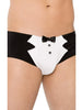 Boxeri sexy SOFTLINE Shorts 4504, lenjerie erotică pentru bărbați cu design de tuxedo cu papion, negru cu alb, mărime M