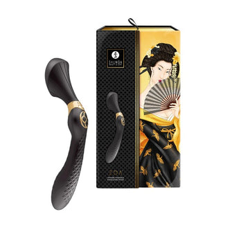 Vibrator Shunga - Zoa Black, motor puternic, silentios si discret, 10 functii de vibratie, 26.5 cm, negru