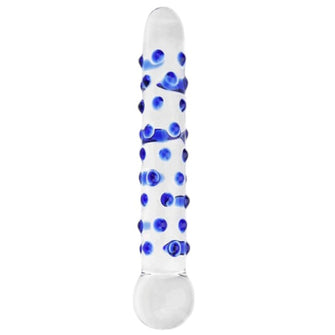 Dildo din sticla Sectrum - Nubby, cu striatii pentru stimulare intensa, 18 cm