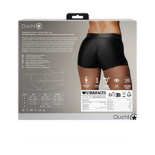 Ham strap-on tip boxeri OUCH! Vibrating Strap-On Boxer, compatibil cu majoritatea dildo-urilor, vibrator bullet inclus, negru, mărime M/L