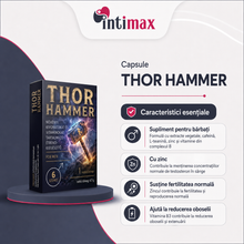 Capsule THOR HAMMER, pentru stimularea erecției, potență, testosteron și fertilitate, cu extract de șofran și zinc, 6 buc