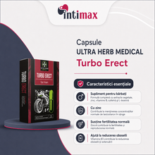 Capsule ULTRA HERB MEDICAL Turbo Erect, pentru stimularea erecției, testosteron și fertilitate, cu extract de ghimbir, 6 buc