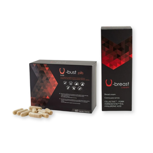 Pachet pentru femei: Capsule 500 COSMETICS U-Bust Pills, 60 buc + Cremă 500 COSMETICS U-Breast Cream, 75 ml