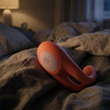 Vibrator pentru cupluri INTOYOU Lovit, control prin telecomandă, 10 funcții de vibrație, din silicon moale, rezistent la apă, portocaliu, 11.5 cm