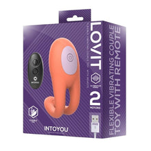 Vibrator pentru cupluri INTOYOU Lovit, control prin telecomandă, 10 funcții de vibrație, din silicon moale, rezistent la apă, portocaliu, 11.5 cm