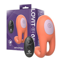 Vibrator pentru cupluri INTOYOU Lovit, control prin telecomandă, 10 funcții de vibrație, din silicon moale, rezistent la apă, portocaliu, 11.5 cm