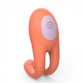 Vibrator pentru cupluri INTOYOU Lovit, control prin telecomandă, 10 funcții de vibrație, din silicon moale, rezistent la apă, portocaliu, 11.5 cm