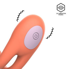 Vibrator pentru cupluri INTOYOU Lovit, control prin telecomandă, 10 funcții de vibrație, din silicon moale, rezistent la apă, portocaliu, 11.5 cm