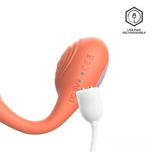 Vibrator pentru cupluri INTOYOU Lovit, control prin telecomandă, 10 funcții de vibrație, din silicon moale, rezistent la apă, portocaliu, 11.5 cm