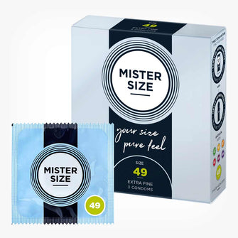 Prezervative ultra subtiri, Mister Size, marime 49 mm, 1 cutie x 3 buc